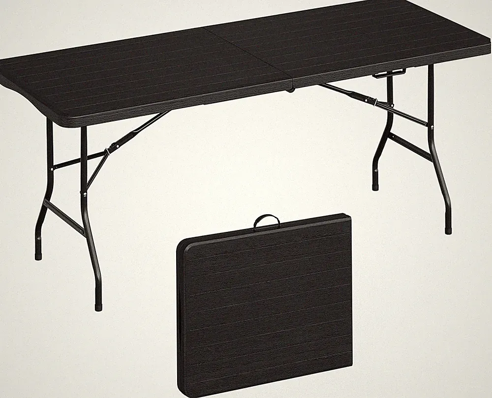 WOLTU Klapptisch 180x74cm Gartentisch mit Tragegriff für 8 Personen Schwarz