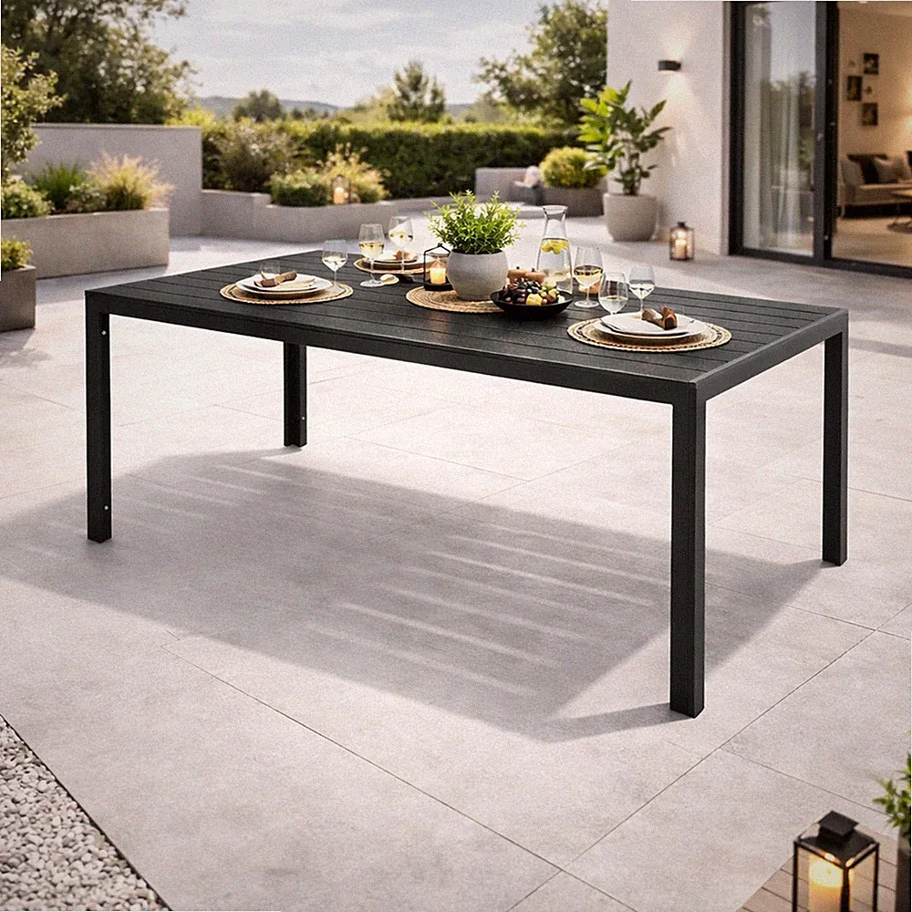 XL Gartentisch Aluminium Non-Wood anthrazit Gartenmöbel Esstisch 180x90x74cm