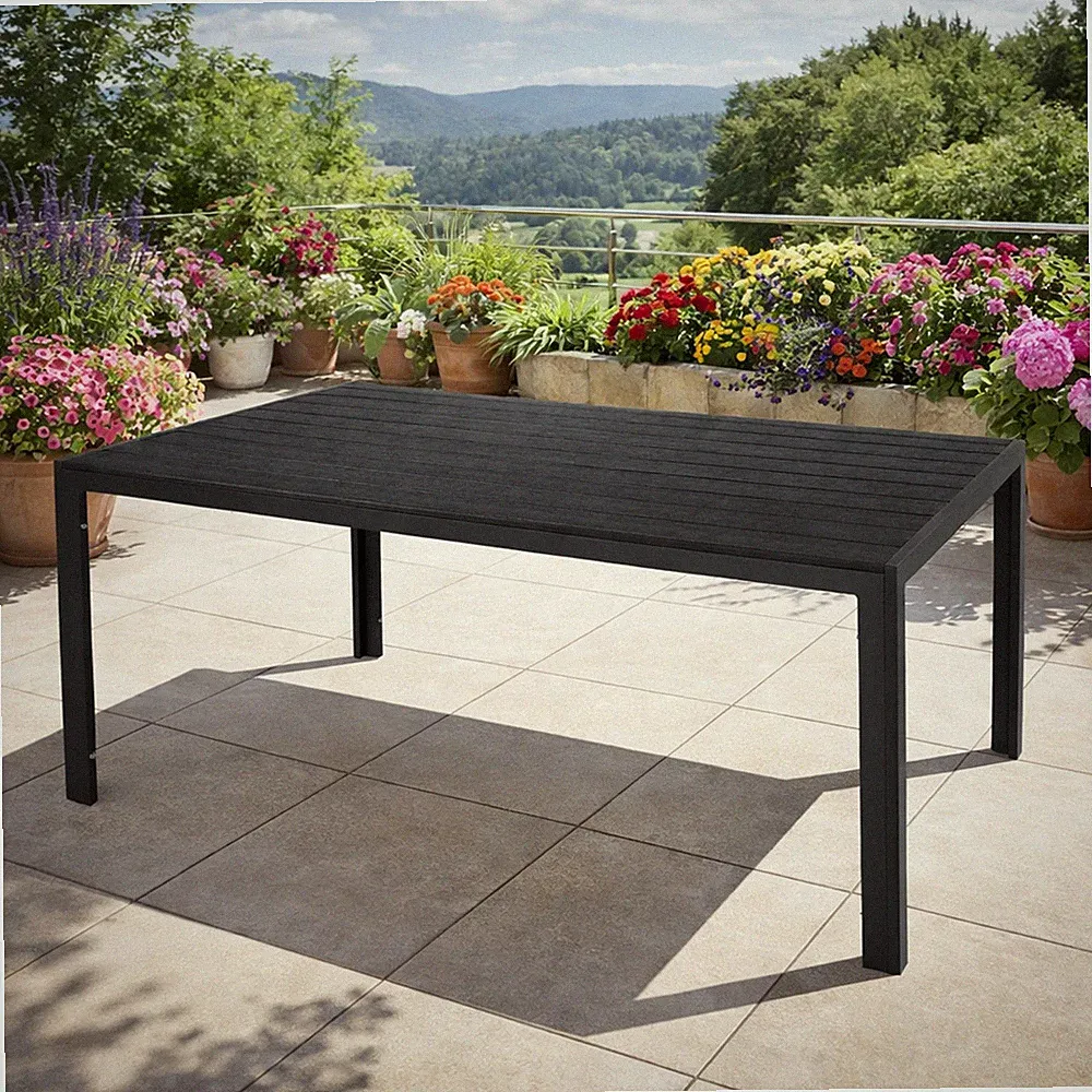 XL Gartentisch Aluminium Non-Wood anthrazit / schwarz Esstisch 180x90x74cm