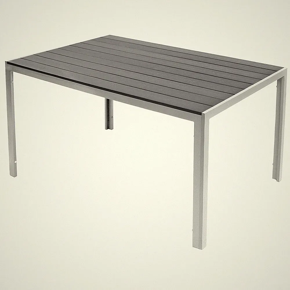 XL Gartentisch Aluminium Non-Wood Silber/Grau Gartenmöbel Esstisch 180x90x74cm